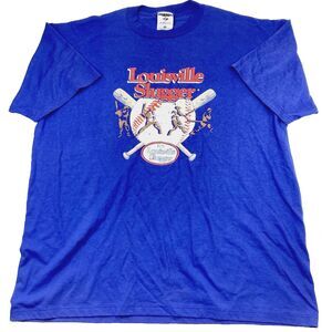 Louisville Slugger Jerzees Z Vintage T Shirt Blue Heavy Cotton XL Mens USA -RARE